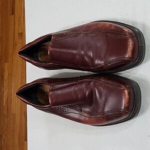 Ecco Mens Brown Leather?Casual Dress Shoes Slip-on Sz 46/12-12.5 GUC READ